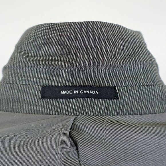 Calvin Klein Wool Gray Birdesye Peak Lapel 44L Blazer 2 Button‎ Tagged 46R - Picture 12 of 13